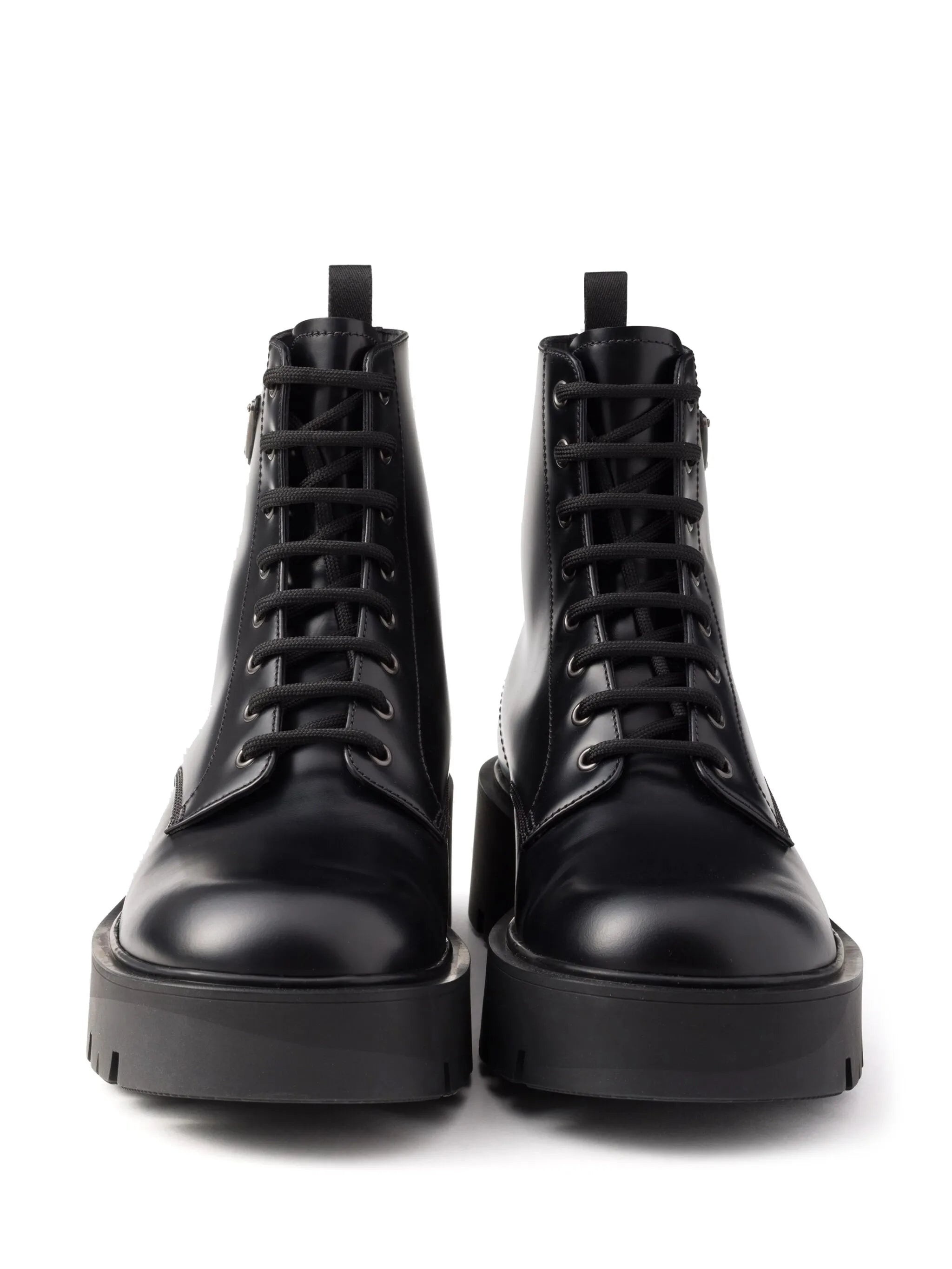 Logo Plaque Leather Combat Boots - 3