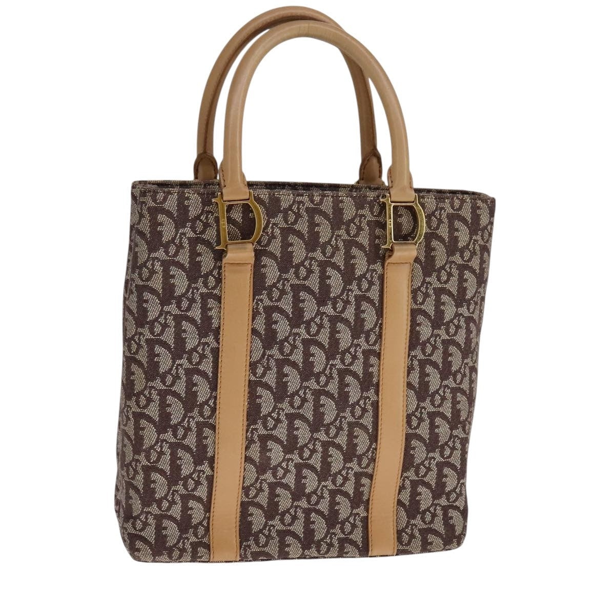 DIOR Trotter Canvas Hand Bag Brown Gold - 1