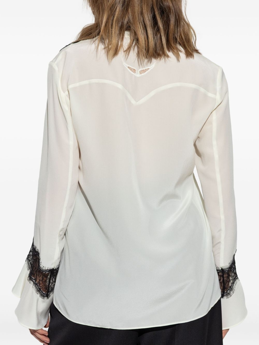lace-trimmed blouse - 4