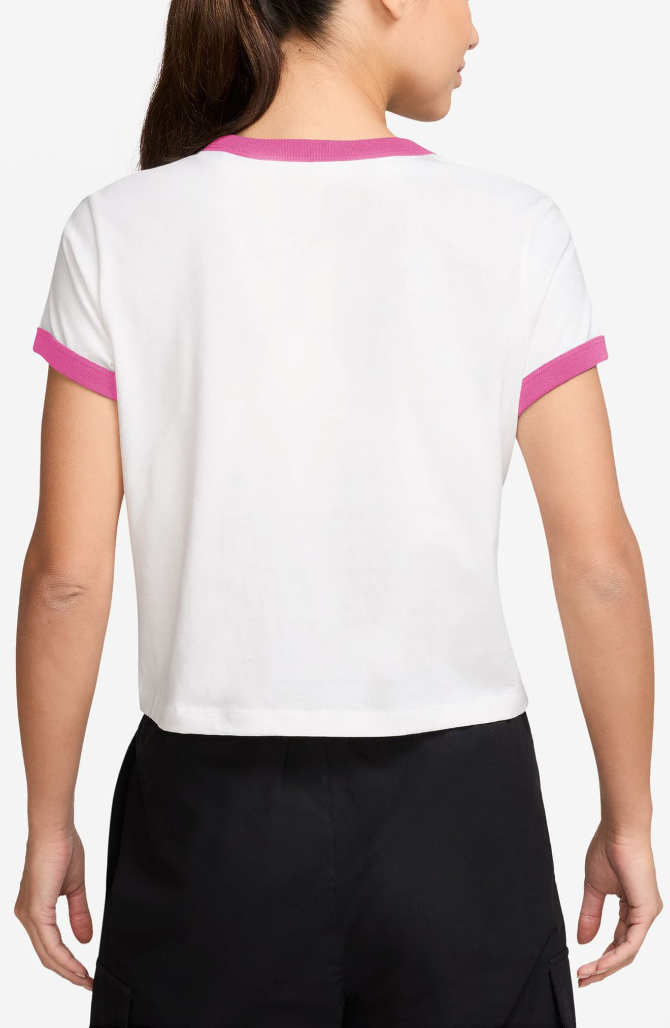 Nike Sportswear Ringer Logo Graphic T-Shirt in White/Playful Pink at Nordstrom - 2