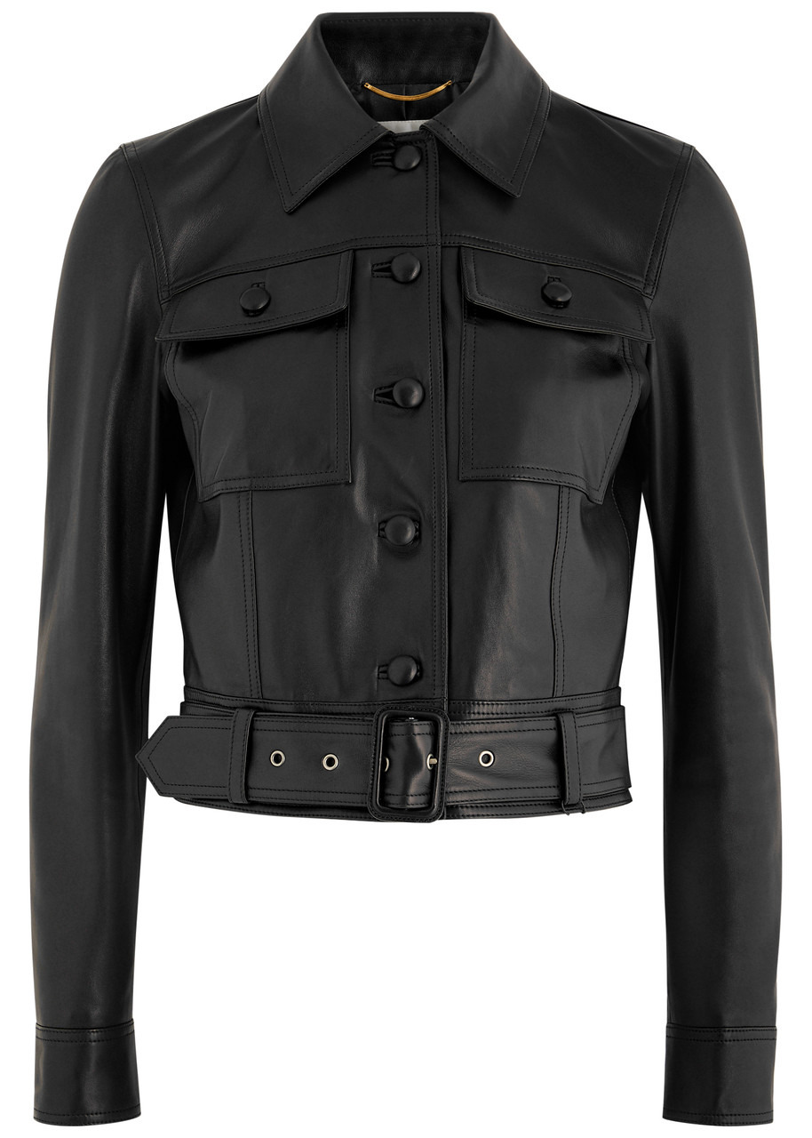 Saint Laurent Belted Panelled Leather Jacket - 1