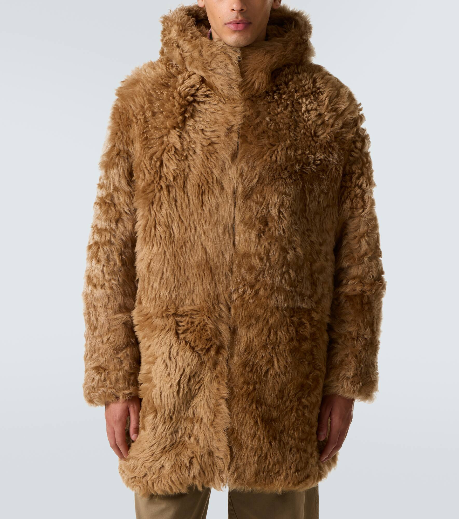 Hooded shearling coat - 3