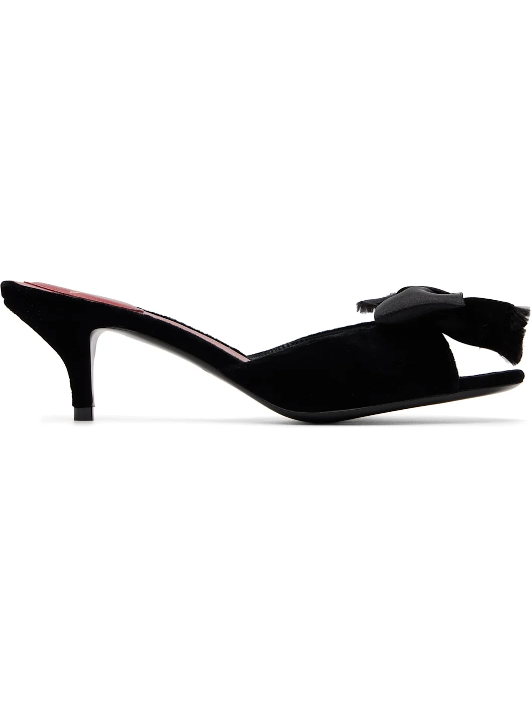 Black Marie A Velvet Slide Heeled Sandals - 1