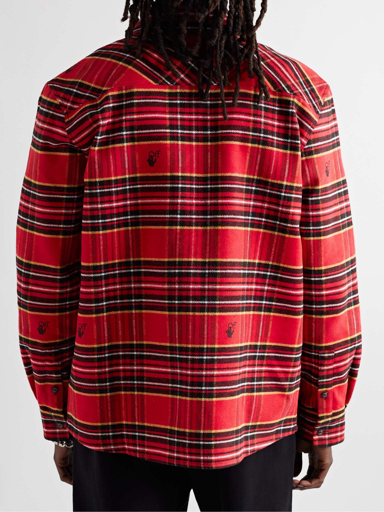Logo-Embroidered Checked Cotton-Blend Flannel Shirt - 4