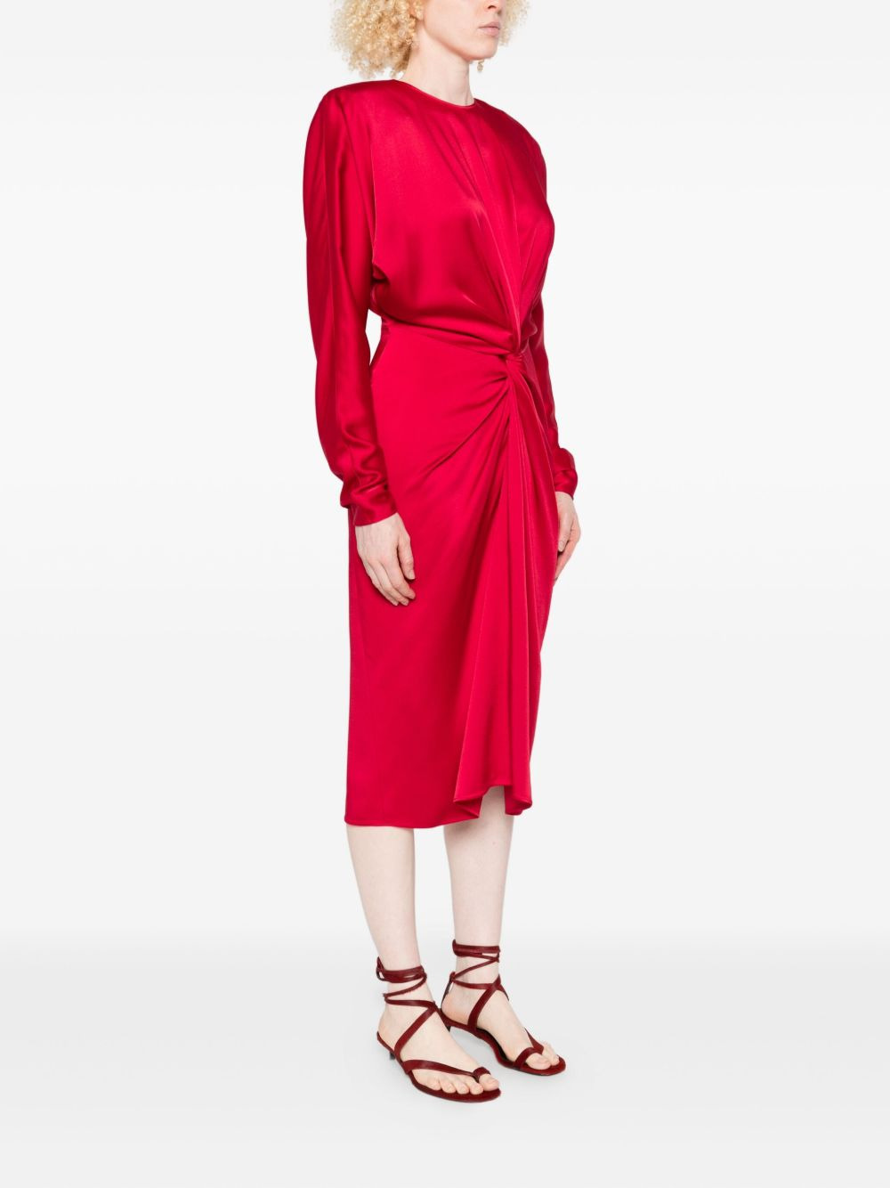 twist-detail long-sleeve midi dress - 3