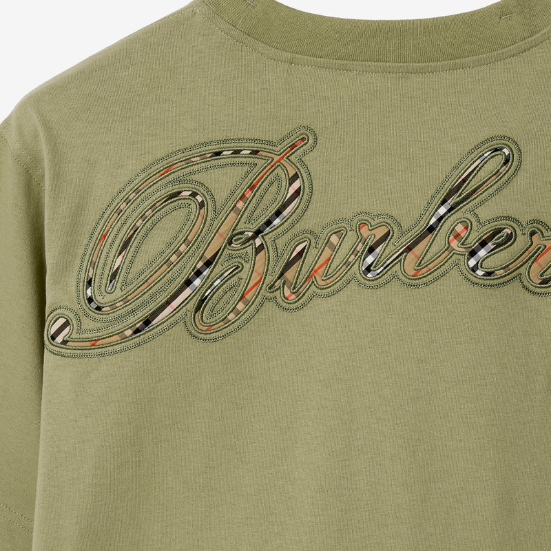Check Cursive Logo Cotton T-shirt 4