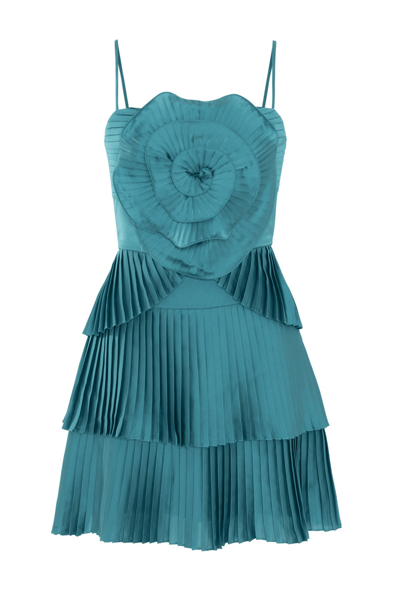 DREAM SATIN FLOWER MINI DRESS 3