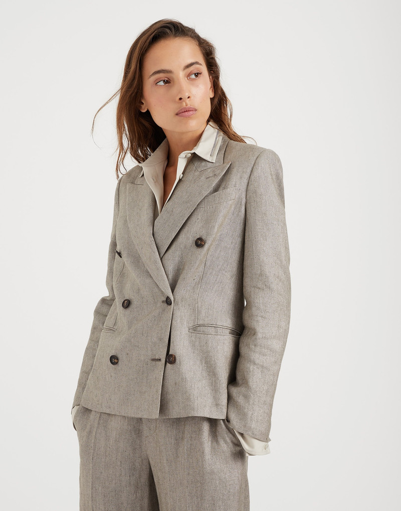 Sparkling linen twill blazer with monili 1