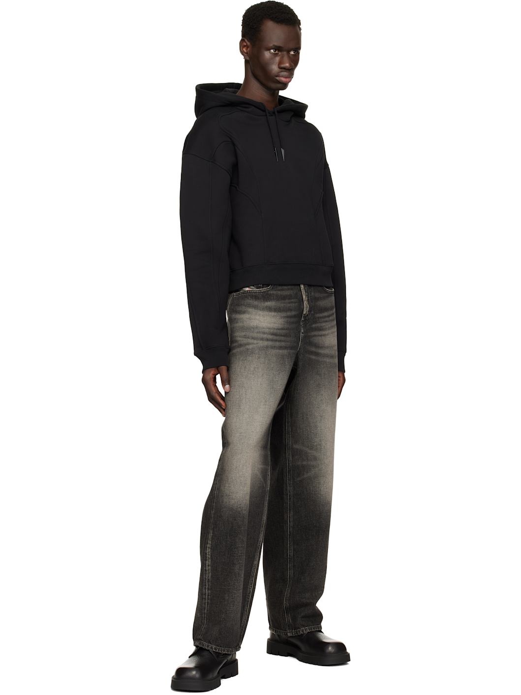 Black Spiral Cropped Hoodie - 4