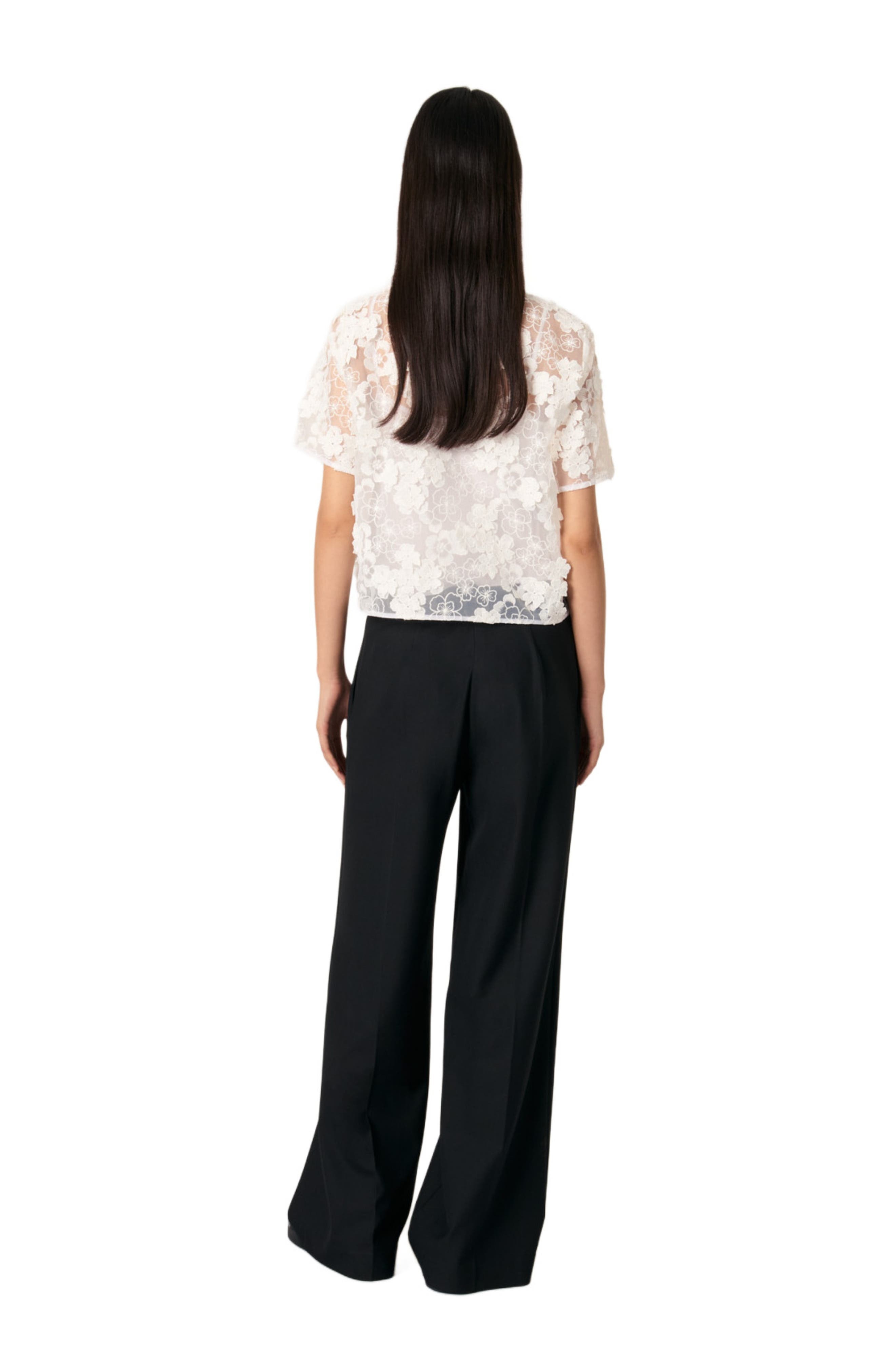 maje Embroidered short-sleeved top in White at Nordstrom - 2