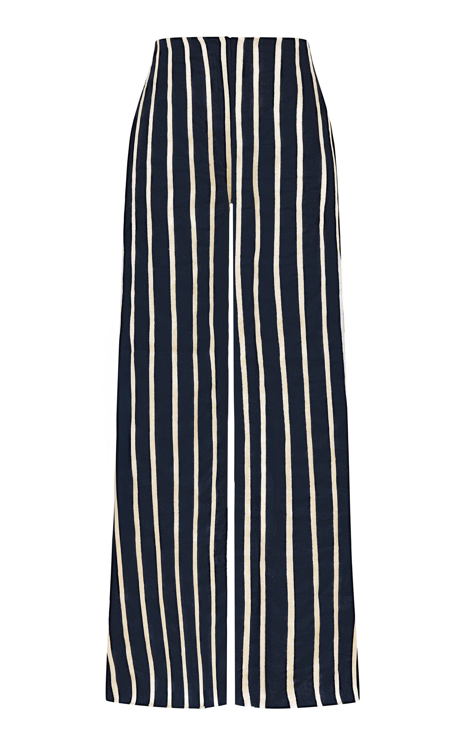 A Ti Vamos Embroidered Linen-Blend Straight-Leg Pants navy - 1