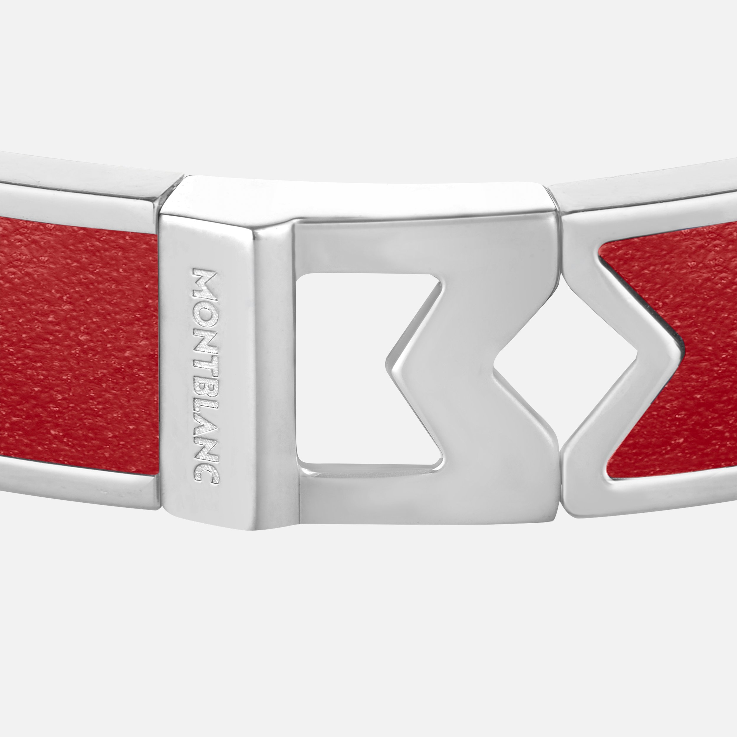 Bangle Steel Montblanc M logo Red leather - 2
