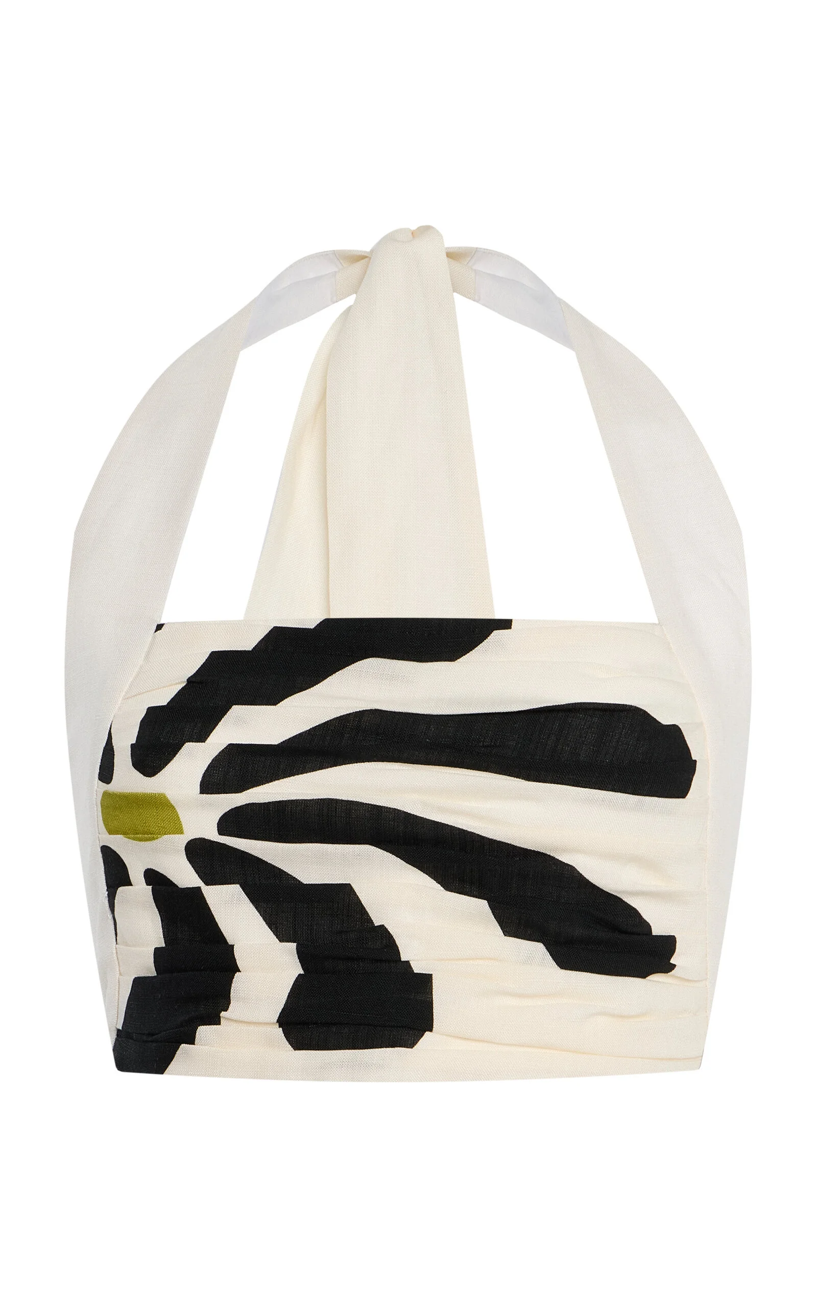 Fiji Linen Halter Crop Top black/white - 1