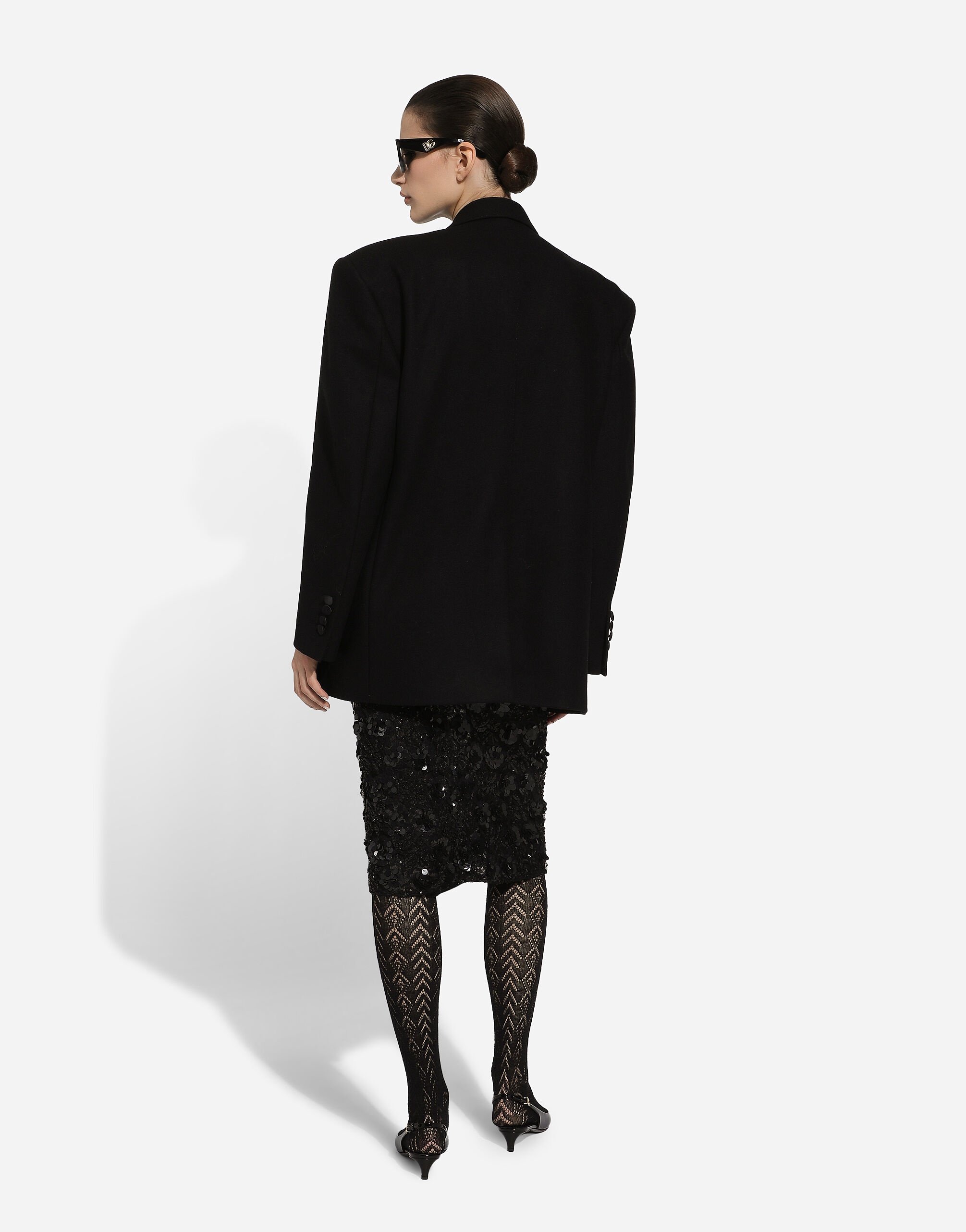 Lace calf-length skirt with all-over sequins - 3
