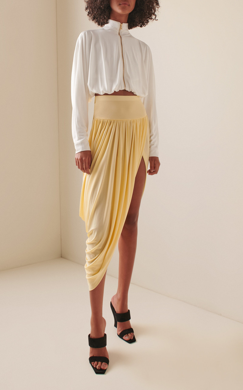 Alaïa Twisted Jersey Midi Skirt yellow outlook