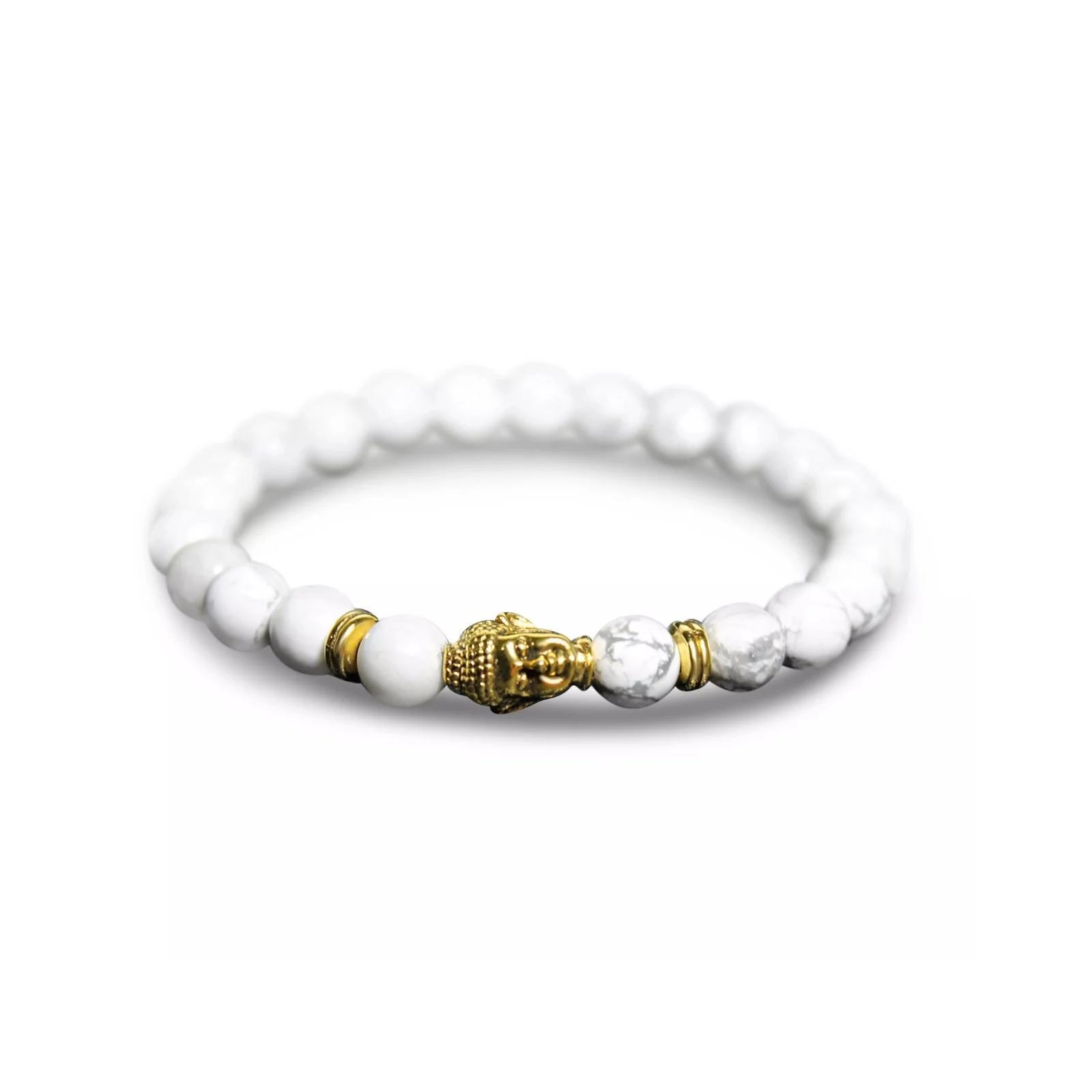 Bracelet - Gold Buddha White Carrara Marble - 1