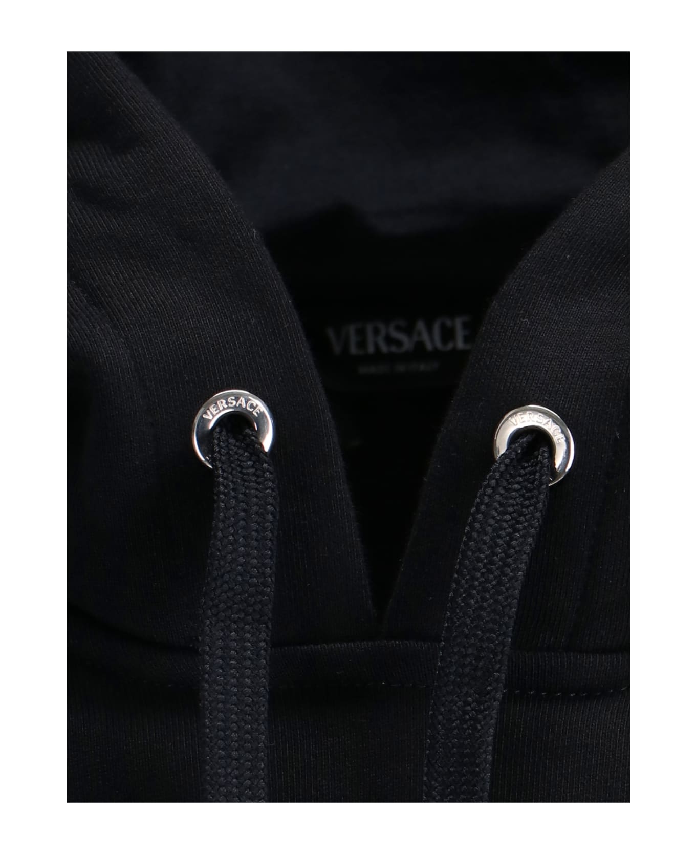 Black Hoodie With Contrasting Logo Lettering Print In Cotton Man - 5