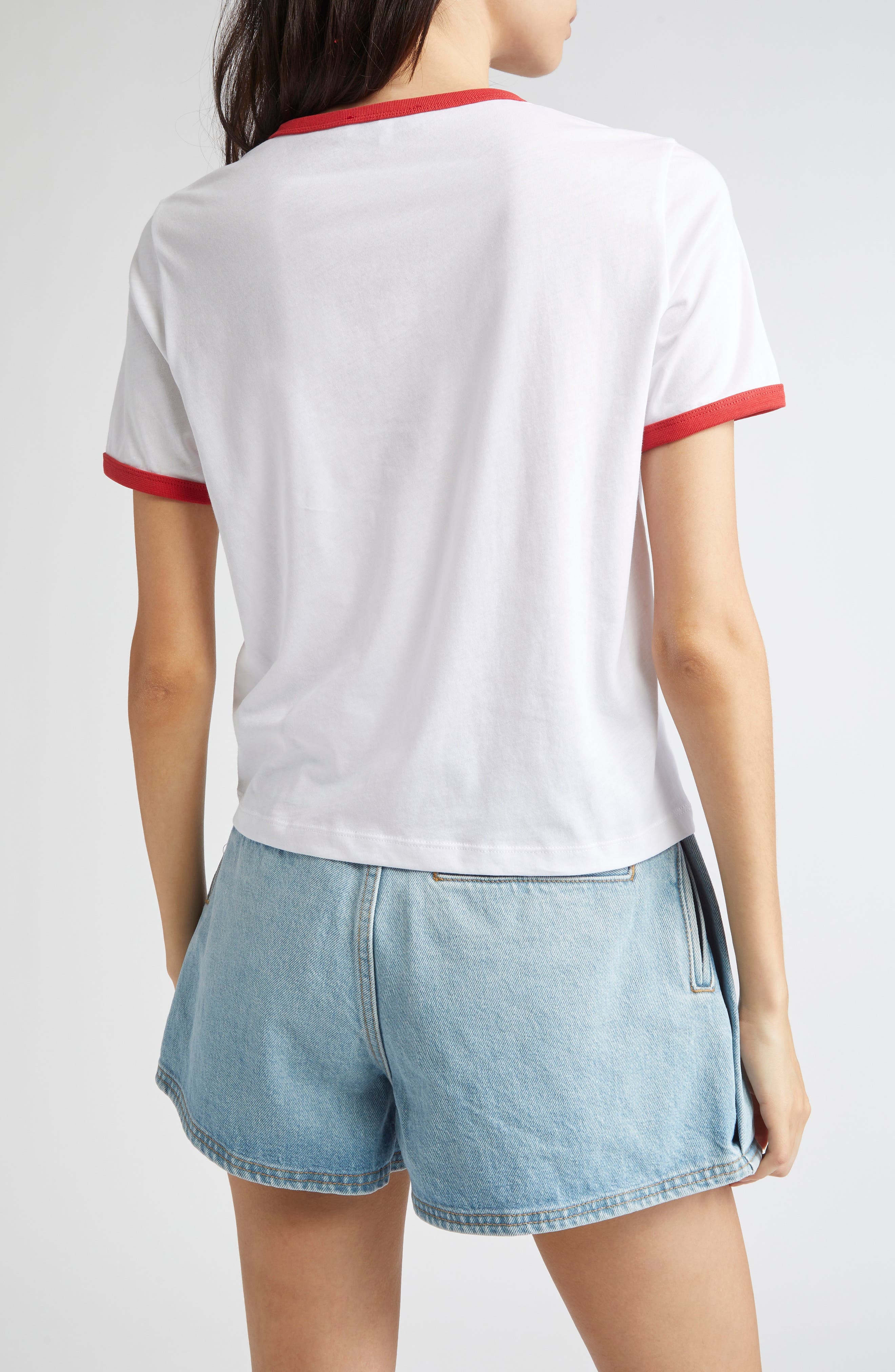 Sporty & Rich Vendome Graphic Ringer T-Shirt in White/Fire Red at Nordstrom - 2