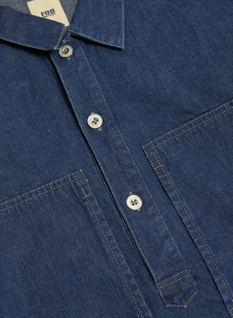 FOB Factory US Army Denim Pullover Blue 5