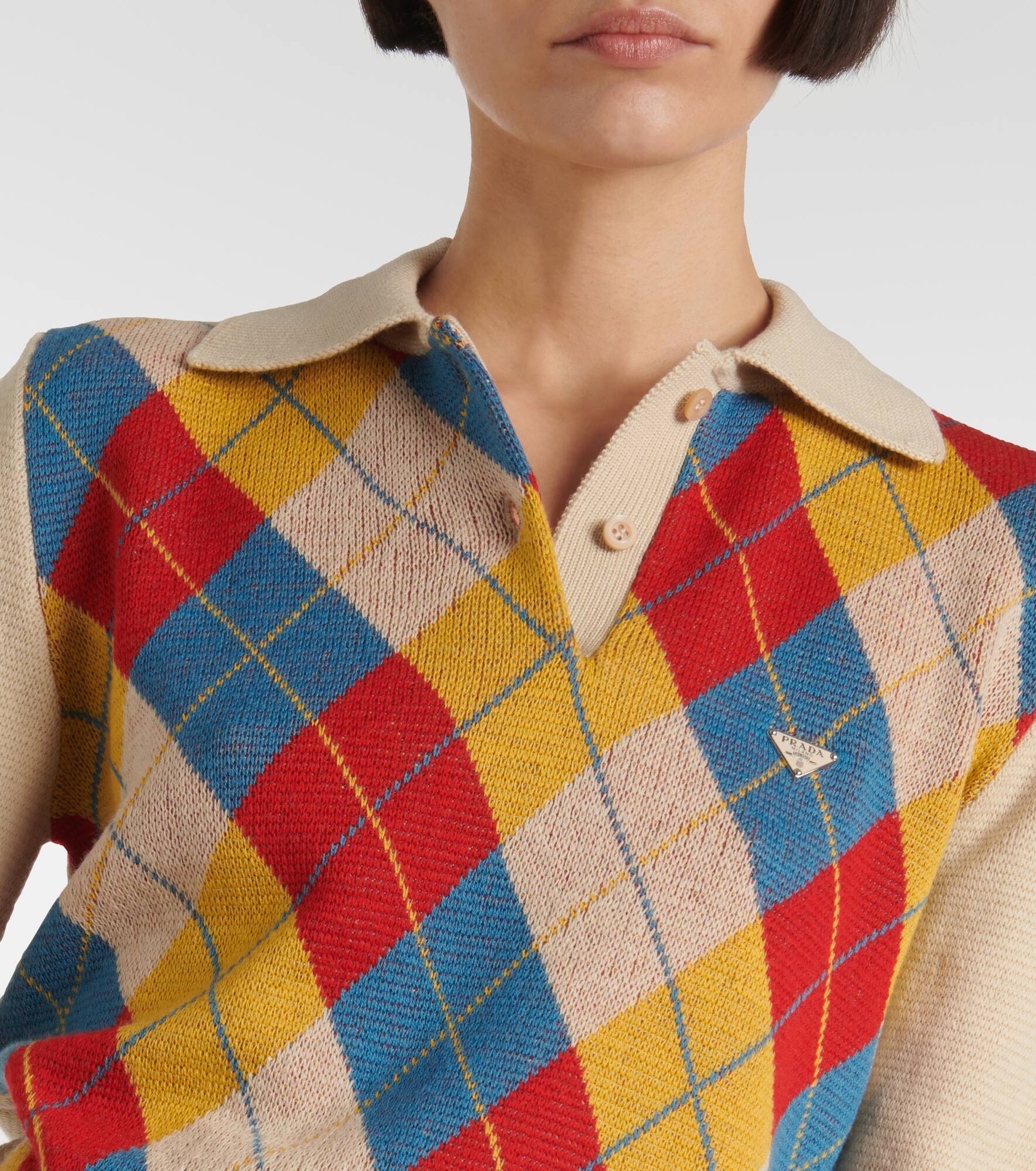Argyle intarsia wool polo sweater - 4