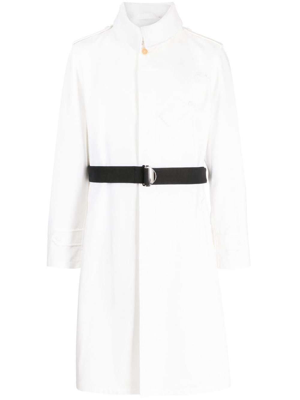 belted single-breasted coat - 1