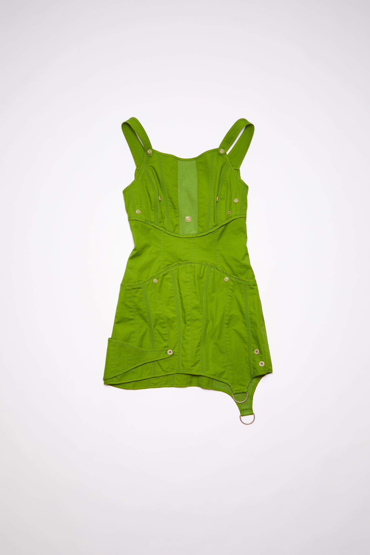 Fitted strap dress - Bright Green - 4