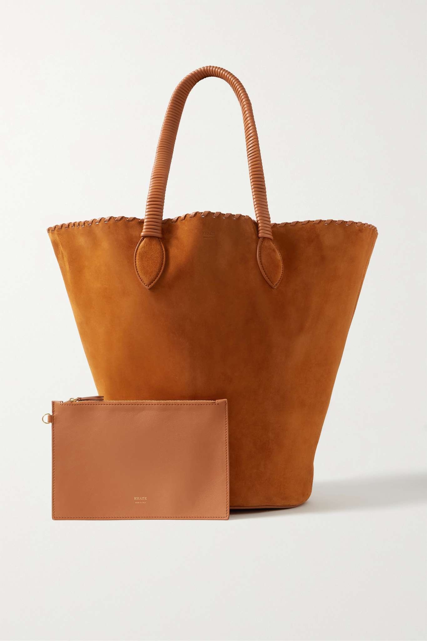 Osa whipstitched leather-trimmed suede tote - 6