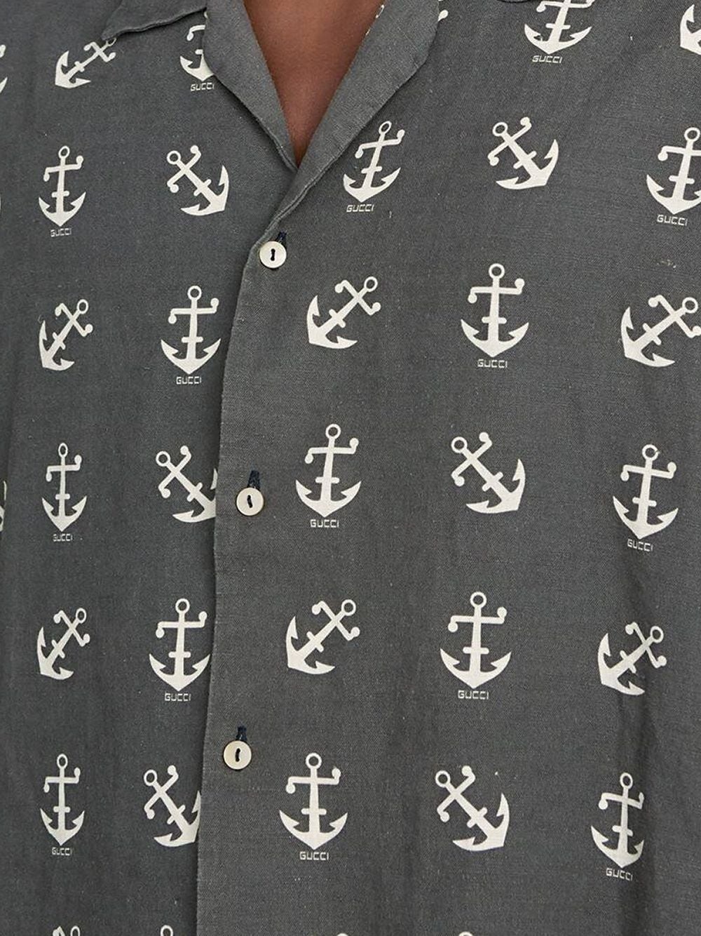 anchor print bowling shirt - 5