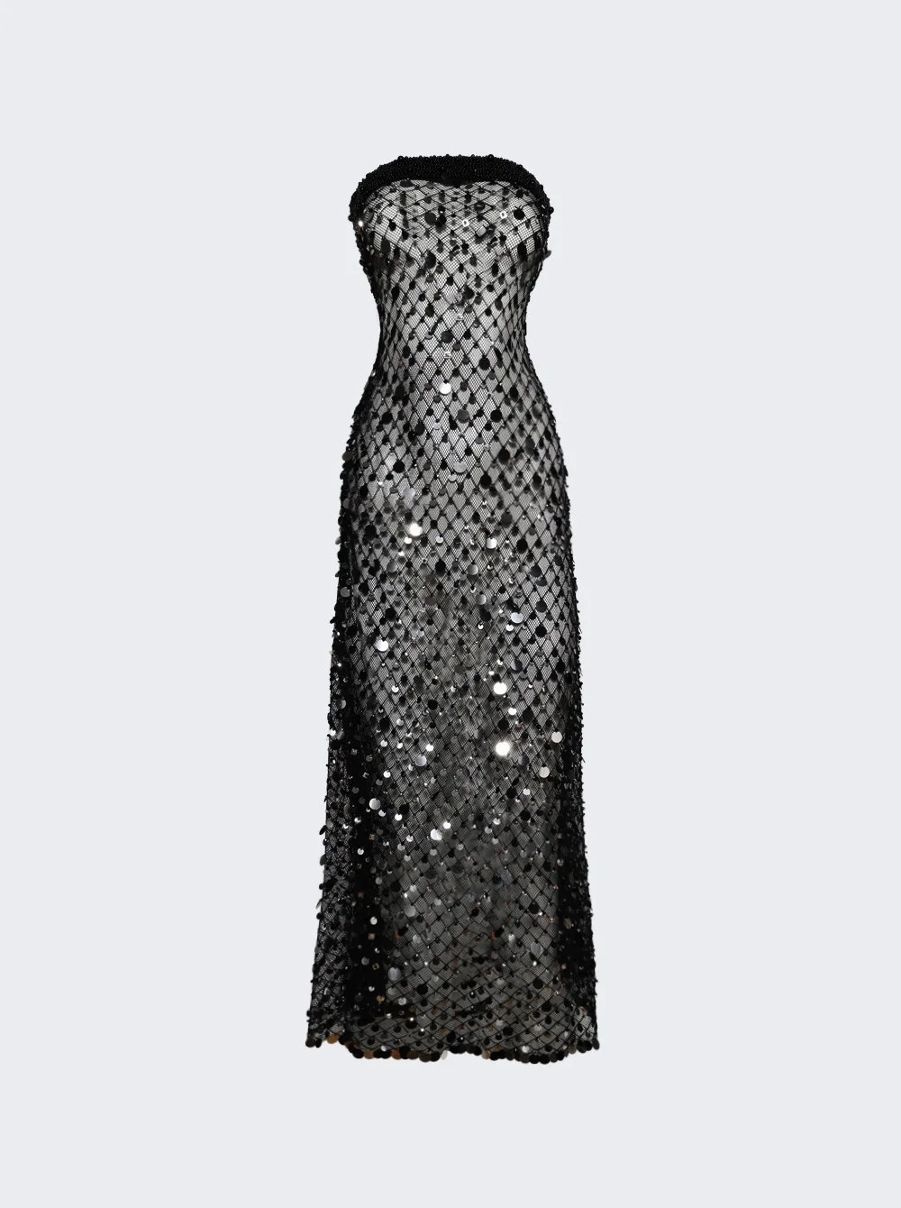 Fishnet Bandeau Maxi Dress Black - 1