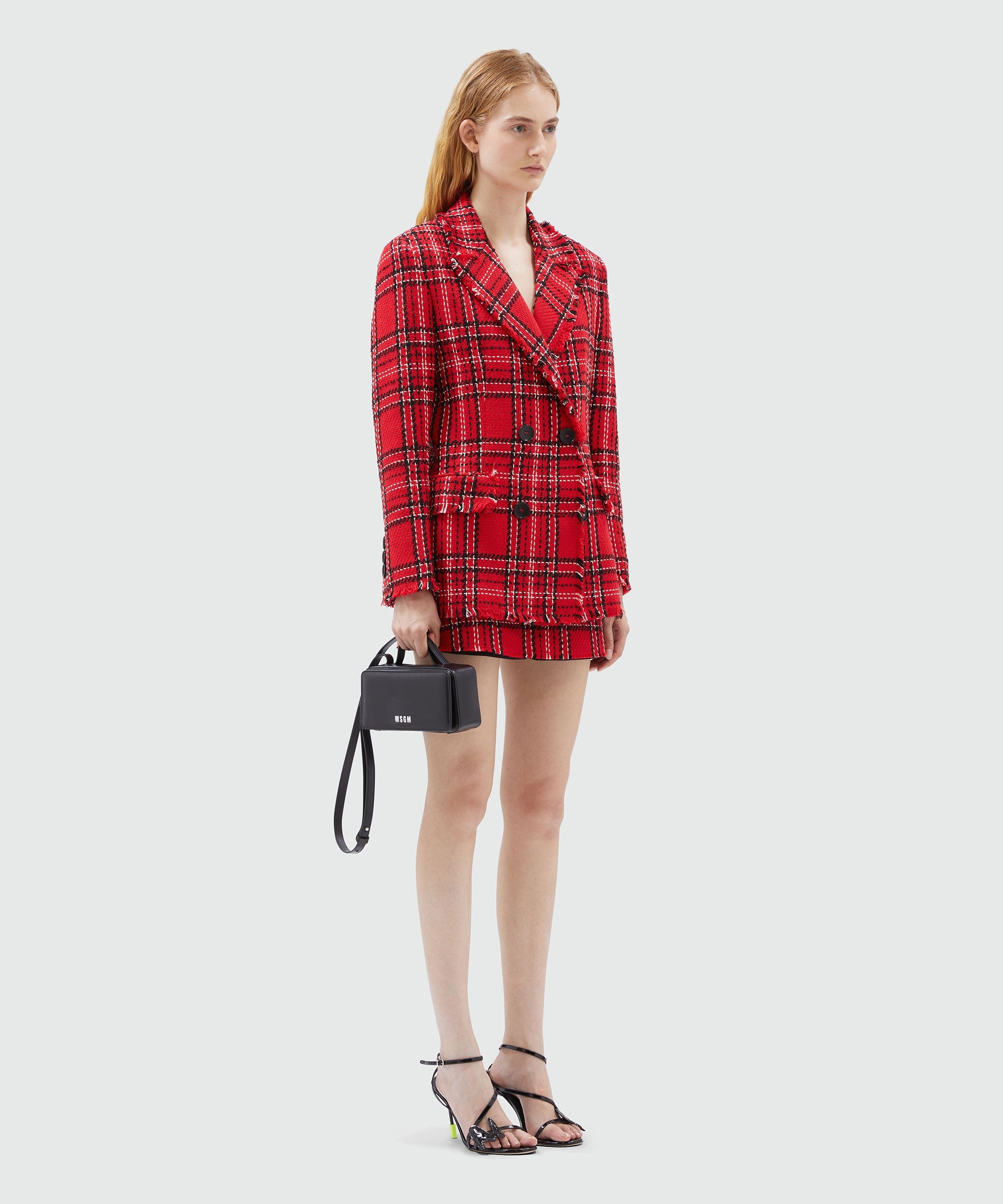Red tartan cotton tweed jacket - 4
