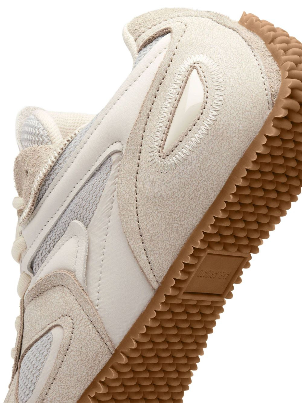 Slow leather mesh-panel sneakers - 5