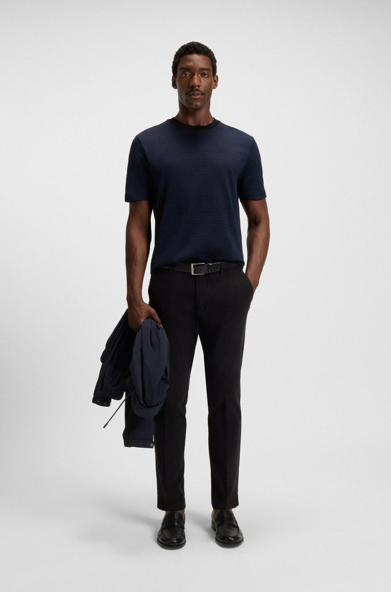 BOSS MERCERIZED-COTTON T-SHIRT WITH GRID PATTERN outlook