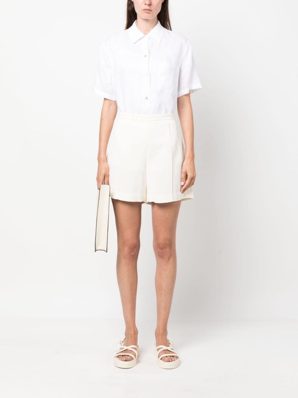high-waisted pressed-crease shorts - 2