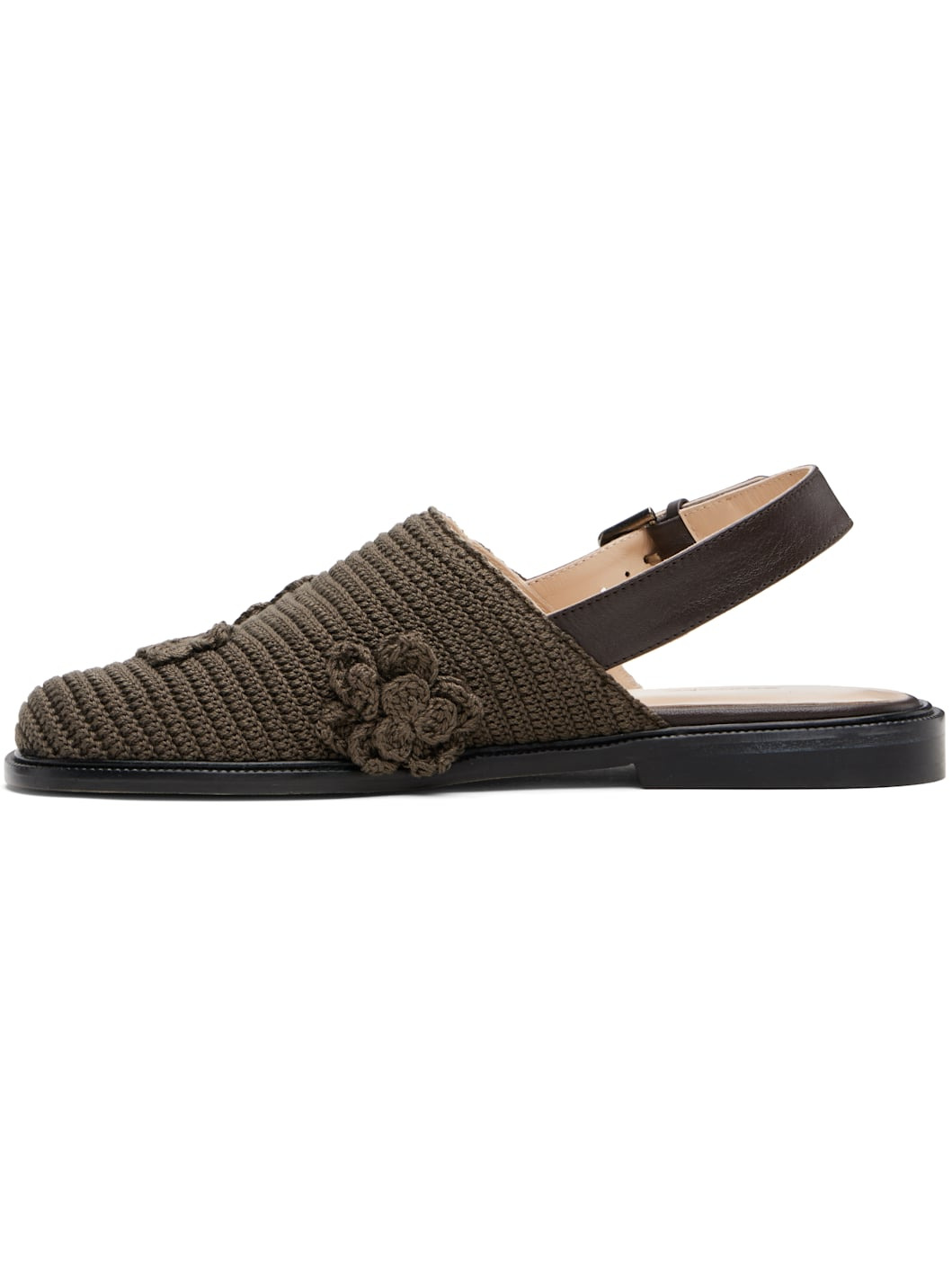 Brown Crochet Mule Loafers - 3