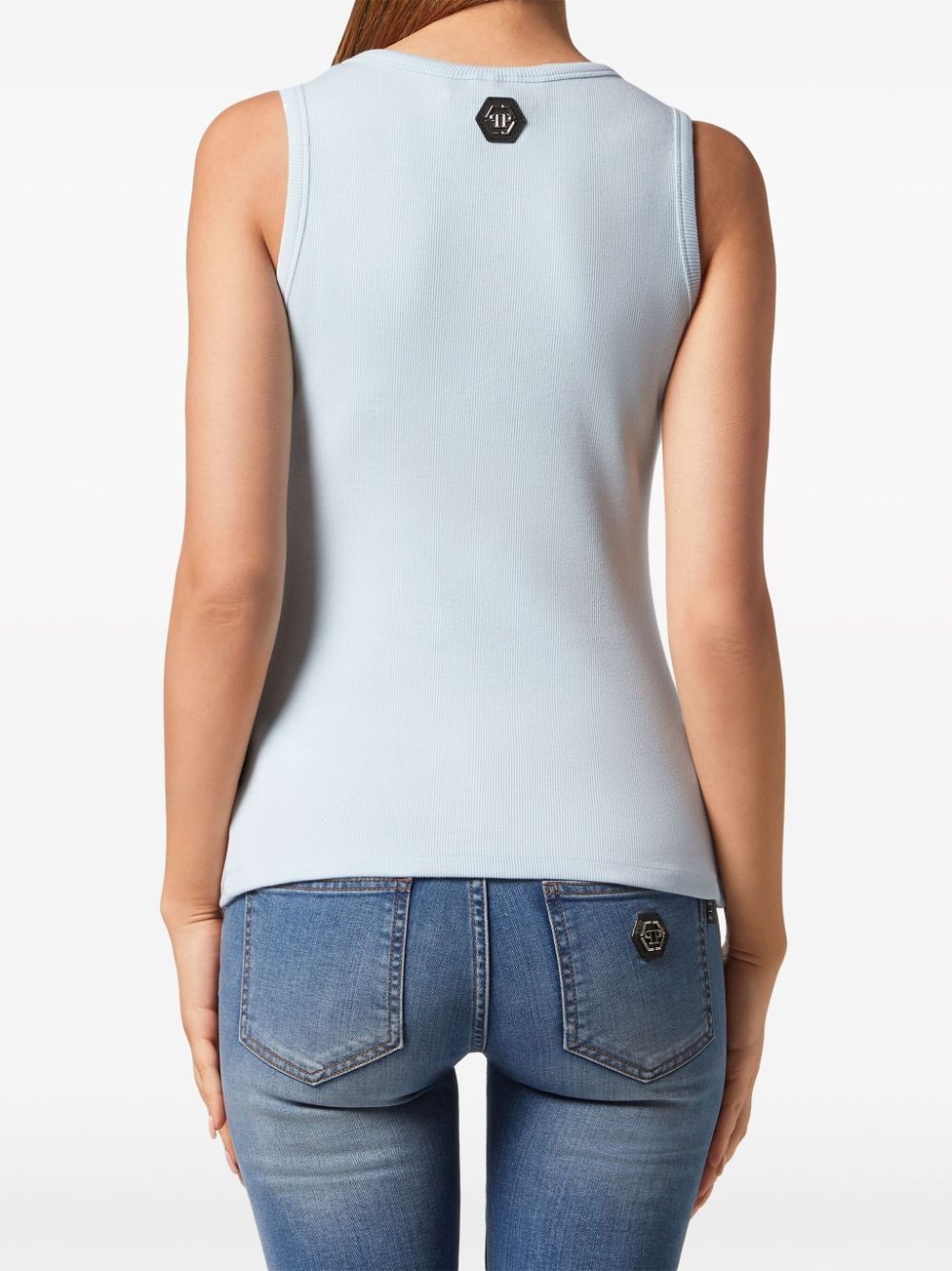 logo-embroidered fine-ribbed tank top - 2