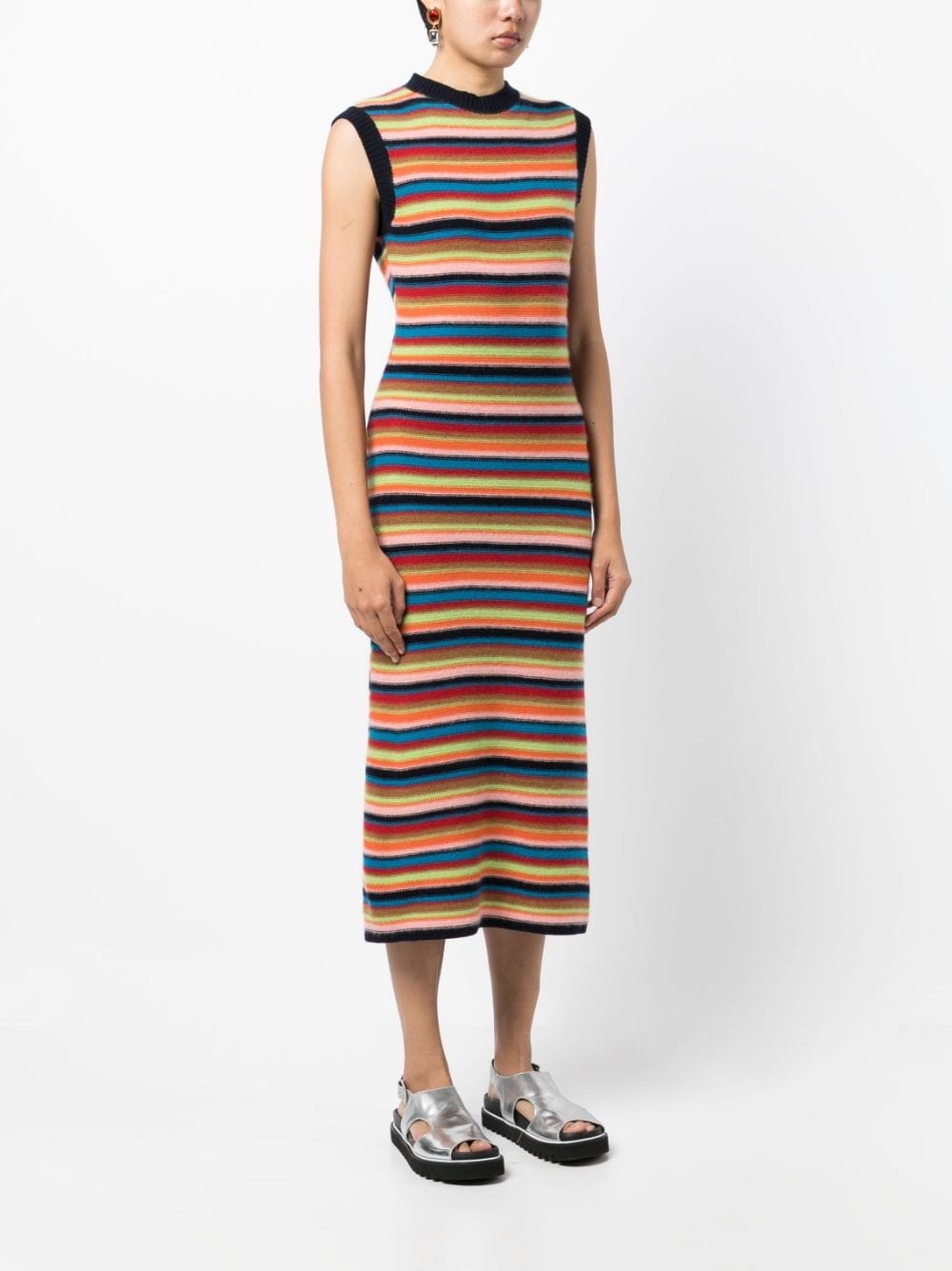 striped cashmere knit dress - 3