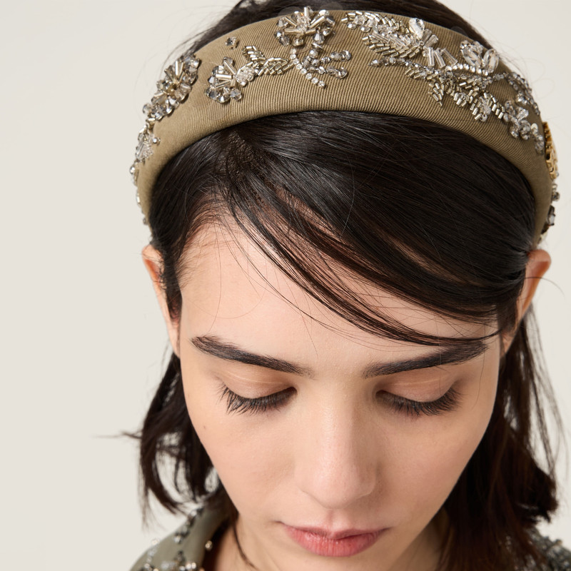Miu Miu Embroidered gabardine headband outlook