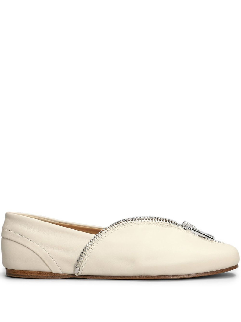 zip-detail leather ballerina shoes 1
