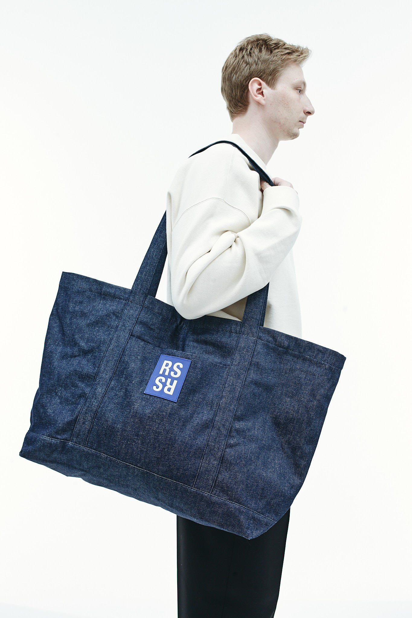 NAVY BLUE DENIM TOTE BAG - 9