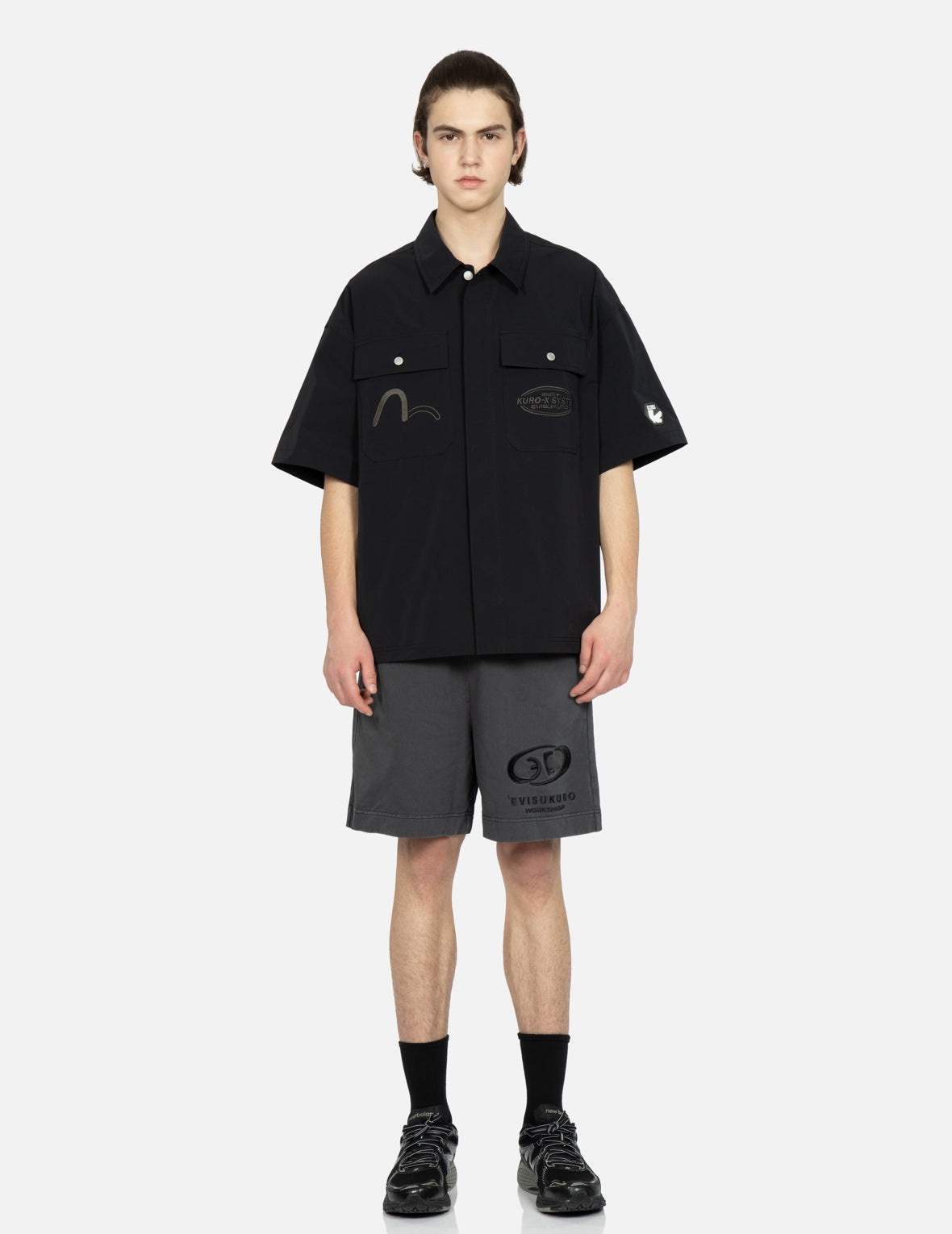 Seagull and Logo Embroidery Garment-dyed Sweat Shorts - 5