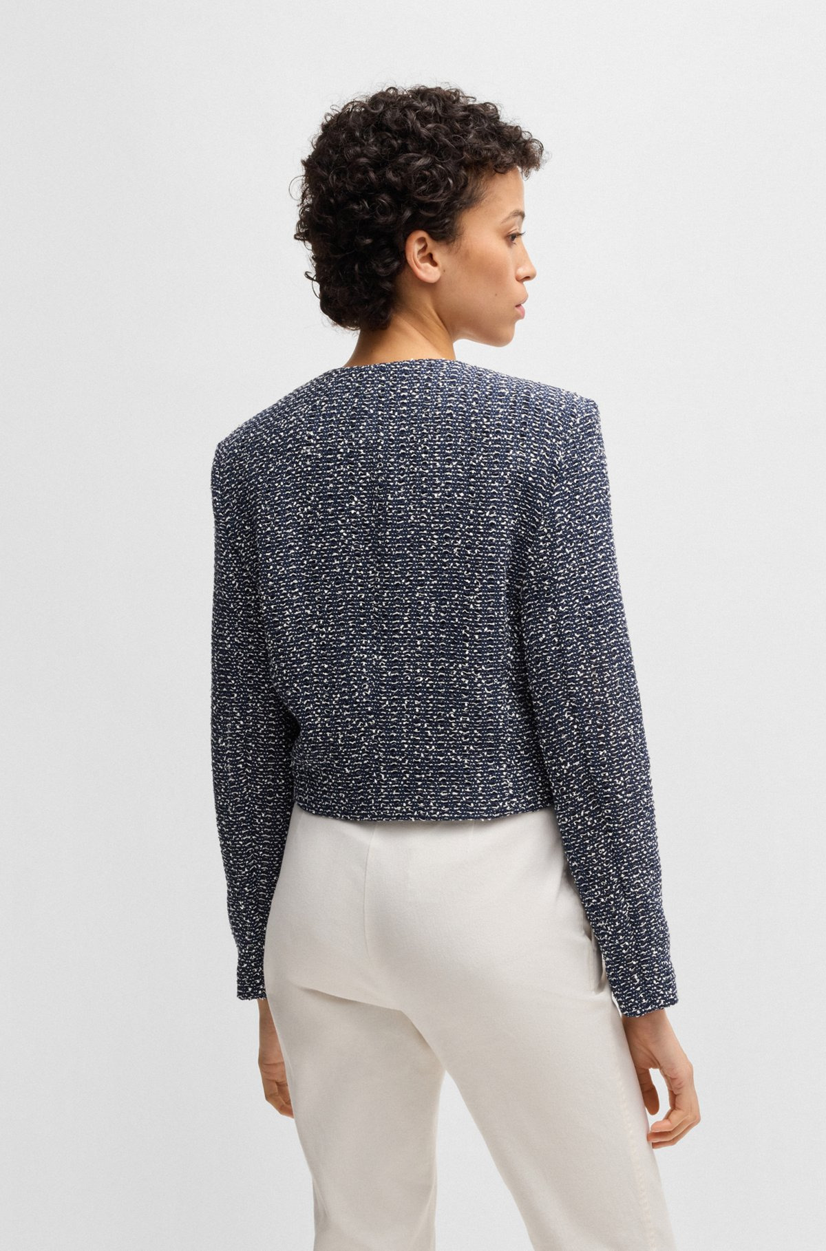 COLLARLESS JACKET IN TWO-TONE TWEED - 4