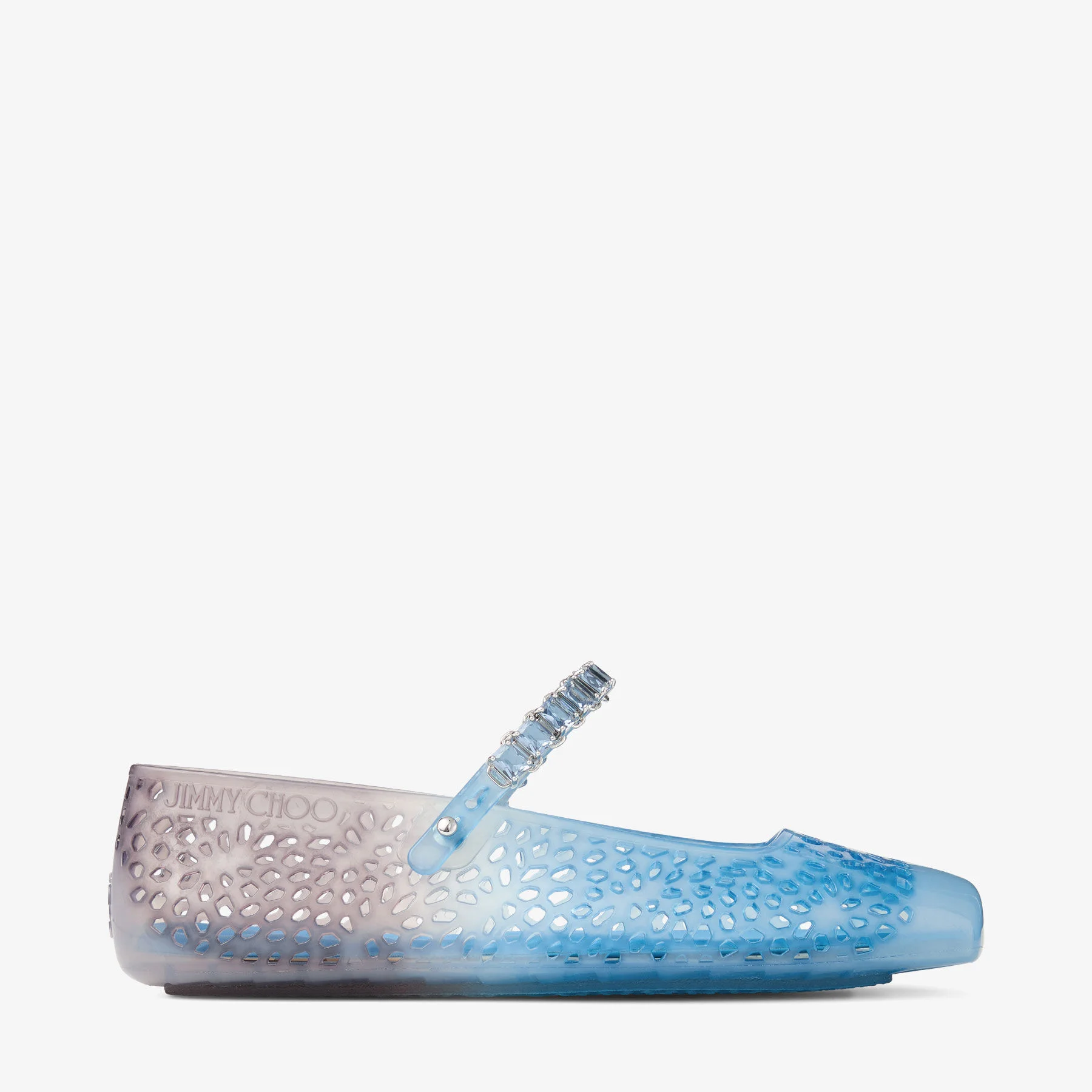 The Jelly Denim Degradé Jelly Ballerina Flats with Crystal Embellishment - 1