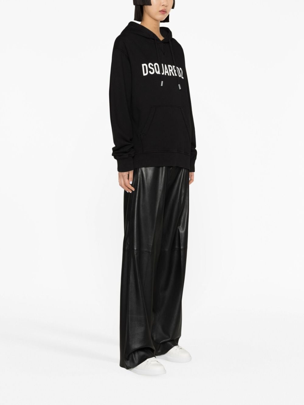 logo-print cotton hoodie - 3