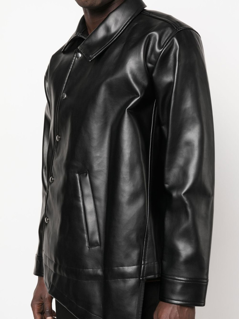 BLACK COMME des GARÇONS ASYMMETRIC-HEM ARTIFICIAL LEATHER JACKET outlook