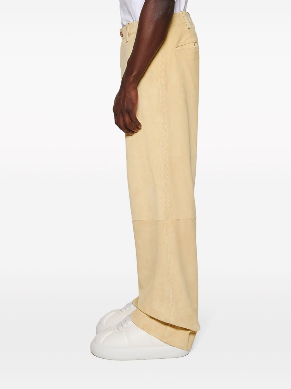 wide-leg suede trousers - 4