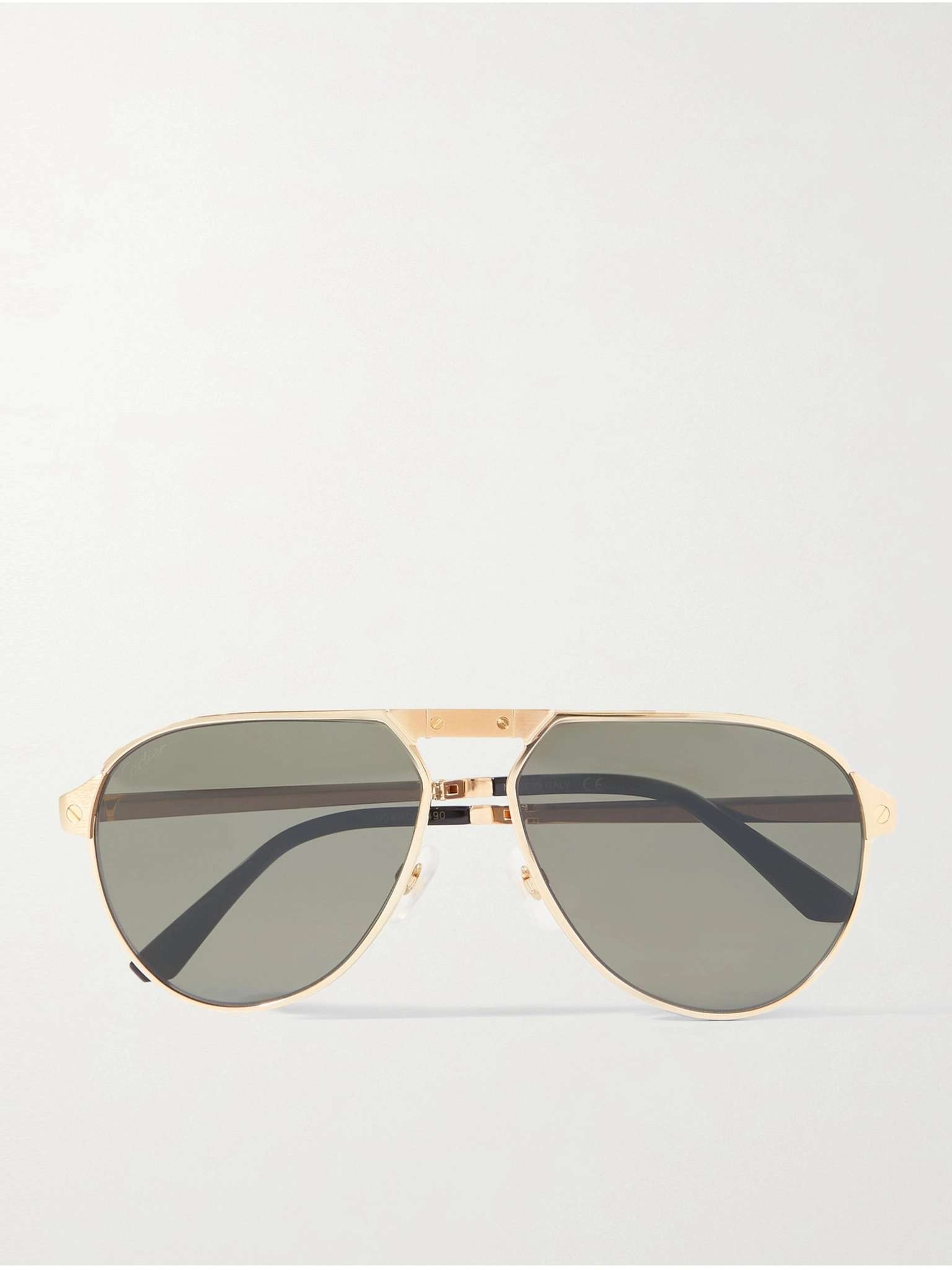 Aviator-Style Gold-Tone Titanium Sunglasses - 1