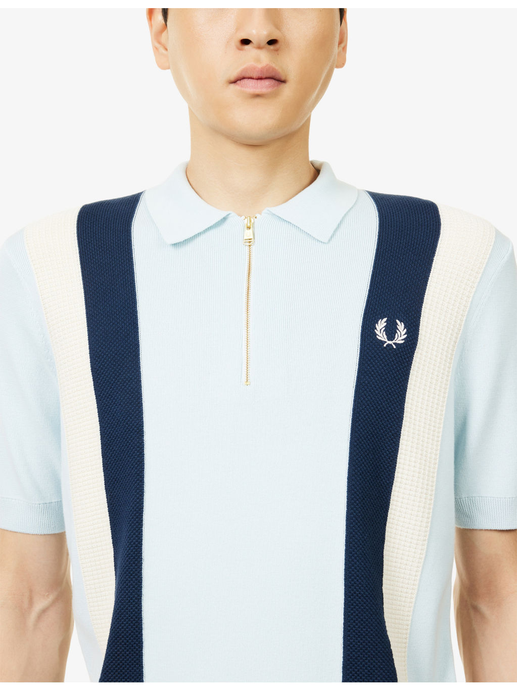 Logo Texture Cotton Knitted Polo Shirt - 5