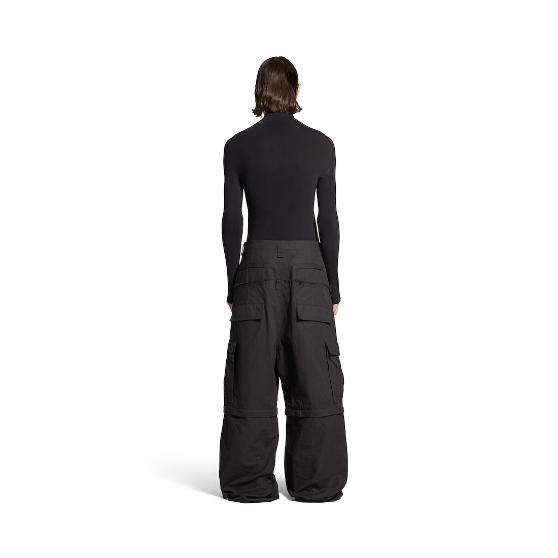 Women's Cut-up Cargo Pants in Black - 4