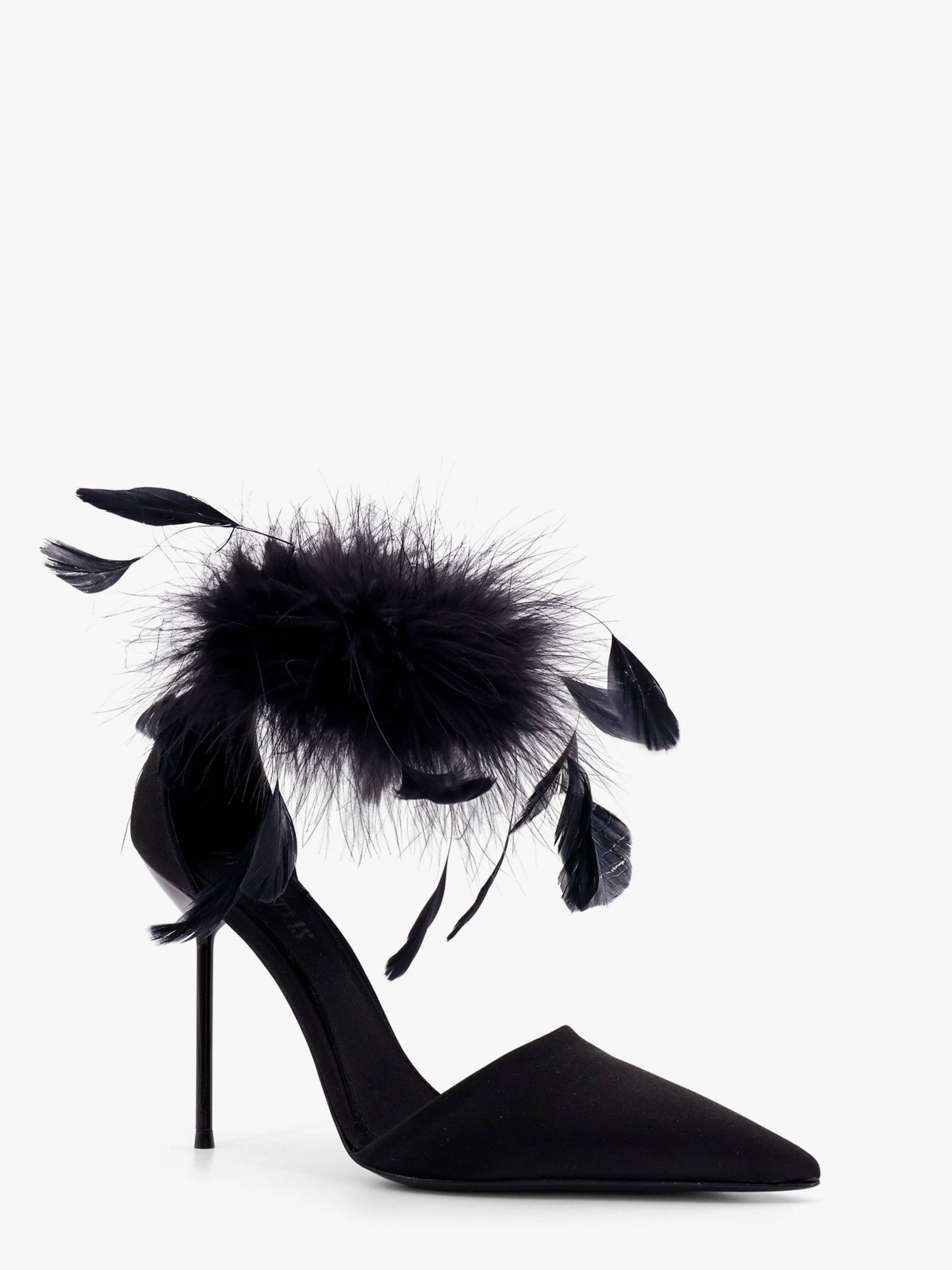 Paris Texas Lidia Satin Sandals With Feather Detail - 2