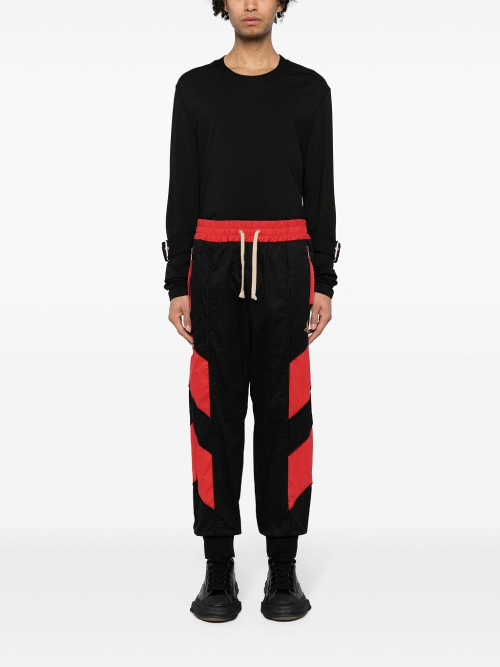 Orb-embroidery cotton track pants - 2